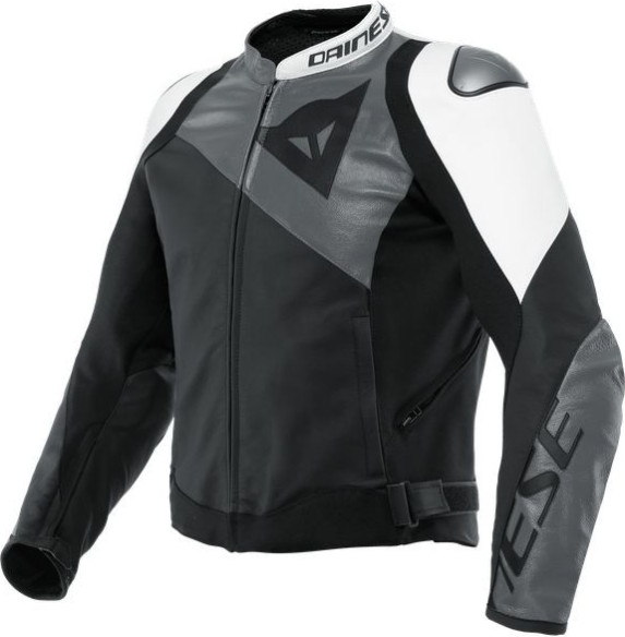 Geaca Moto Piele Sportiva Black-Matt Anthracite White 23