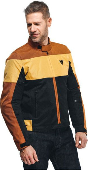 Geaca Moto Textila Elettrica Air Tex Black Leather-Brown Mineral-Yellow 23