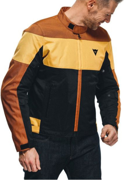Geaca Moto Textila Elettrica Air Tex Black Leather-Brown Mineral-Yellow 23