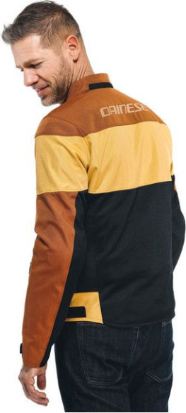 Geaca Moto Textila Elettrica Air Tex Black Leather-Brown Mineral-Yellow 23