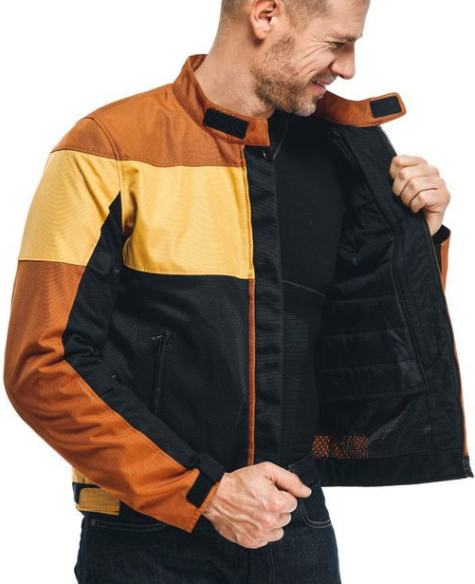 Geaca Moto Textila Elettrica Air Tex Black Leather-Brown Mineral-Yellow 23
