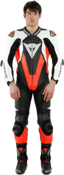 Combinezon Moto Piele Laguna Seca 5 1Pc Perforated Black White Fluo-Red 23