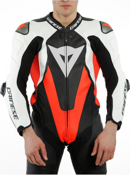 Combinezon Moto Piele Laguna Seca 5 1Pc Perforated Black White Fluo-Red 23