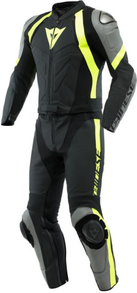 Combinezon Moto Piele Avro 4 2Pcs Black-Matt Charcoal-Gray Fluo-Yellow 23