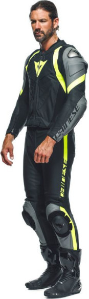 Combinezon Moto Piele Avro 4 2Pcs Black-Matt Charcoal-Gray Fluo-Yellow 23