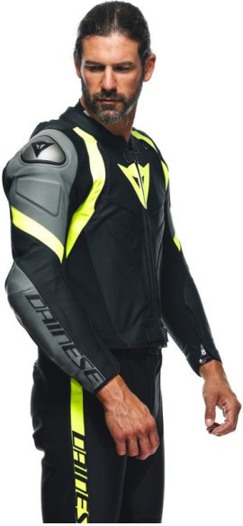 Combinezon Moto Piele Avro 4 2Pcs Black-Matt Charcoal-Gray Fluo-Yellow 23