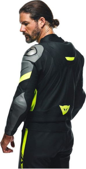 Combinezon Moto Piele Avro 4 2Pcs Black-Matt Charcoal-Gray Fluo-Yellow 23