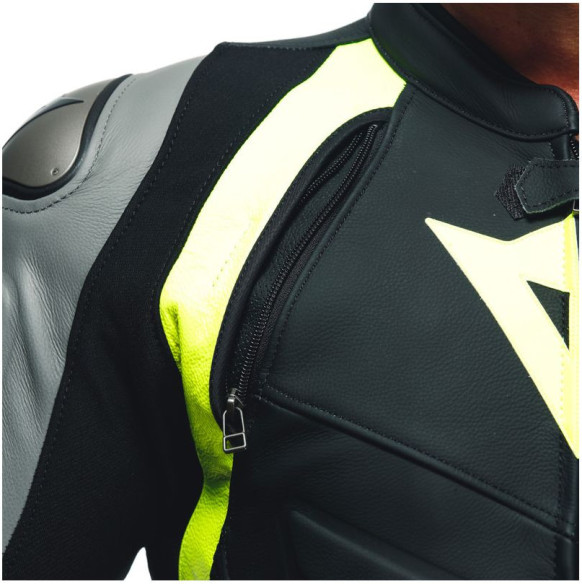 Combinezon Moto Piele Avro 4 2Pcs Black-Matt Charcoal-Gray Fluo-Yellow 23