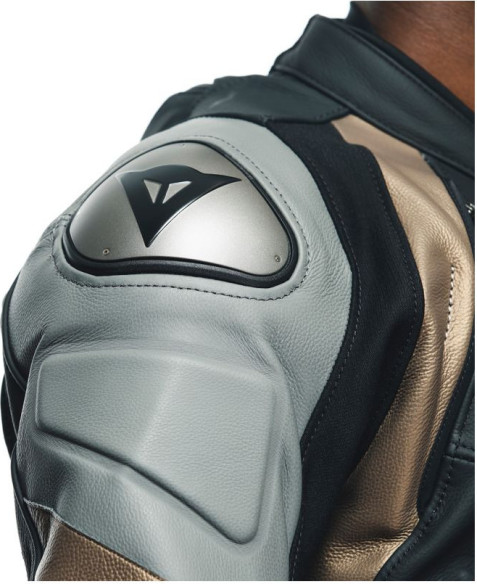 Combinezon Moto Piele Avro 4 2Pcs Black-Matt Charcoal-Gray Tibetan-Platinum 23