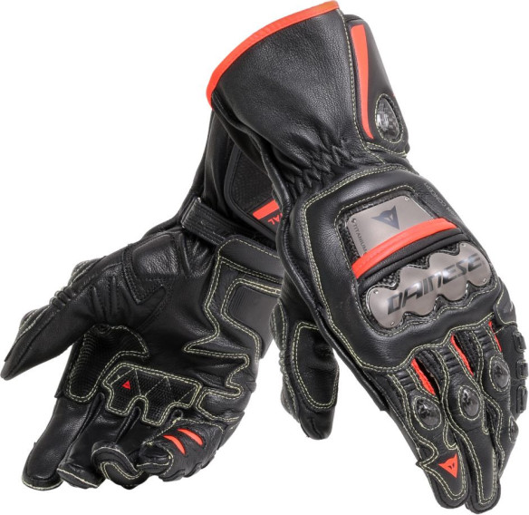 Manusi Moto Textile Full Metal 6 Black Black Fluo-Red 23