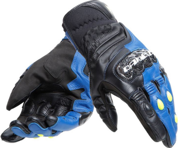 Manusi Moto Piele Carbon 4 Short Racing-Blue Black Fluo-Yellow 23