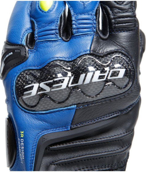 Manusi Moto Piele Carbon 4 Short Racing-Blue Black Fluo-Yellow 23