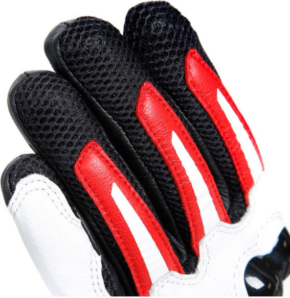 Manusi Moto Piele Mig 3 Unisex Black White Lava-Red 23