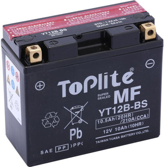 TOPLITE YUASA - YT12B-BS GT12B-4 (FARA INTR. INCL. ACID)