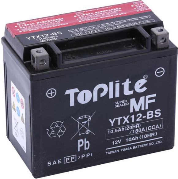 TOPLITE YUASA - YTX12-BS (FARA INTR. INCL. ACID)