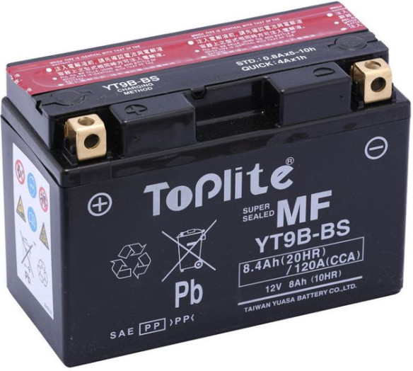 TOPLITE YUASA - YT9B-BS YT9B-4 (FARA INTR. INCL. ACID)