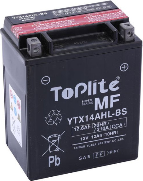 TOPLITE YUASA - YTX14AHL-BS (FARA INTR. INCL. ACID)