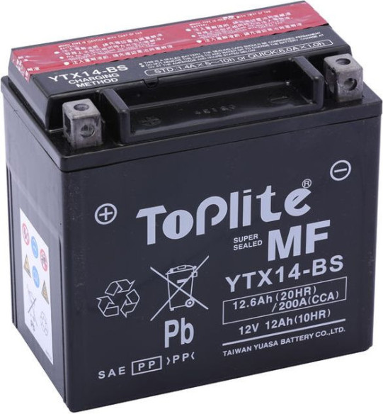 TOPLITE YUASA - YTX14-BS (FARA INTR. INCL. ACID)