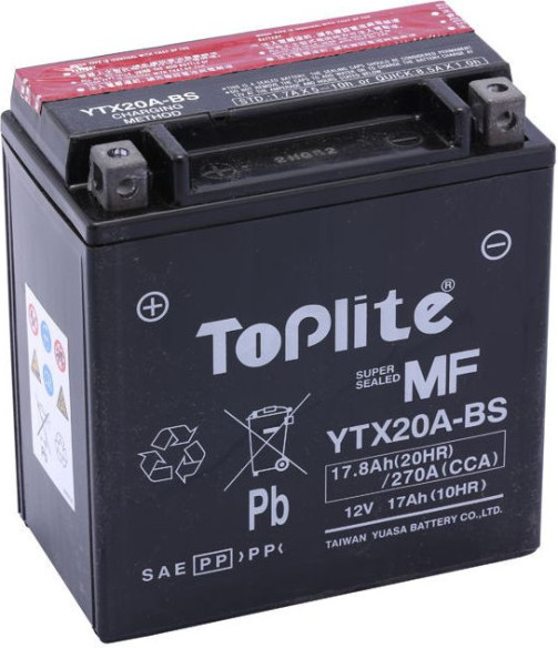 TOPLITE YUASA - YTX20A-BS (FARA INTR. INCL. ACID)