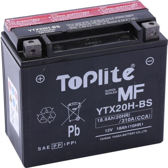 TOPLITE YUASA - YTX20H-BS (FARA INTR. INCL. ACID)