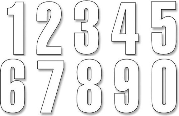 Numar Concurs Cifra 0-9 Set Adhesive White 5047 10 0-9