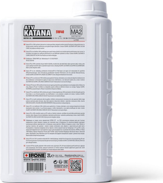 Ulei Motor Katana ATV 5W40 100 Synthetic 2L 800375