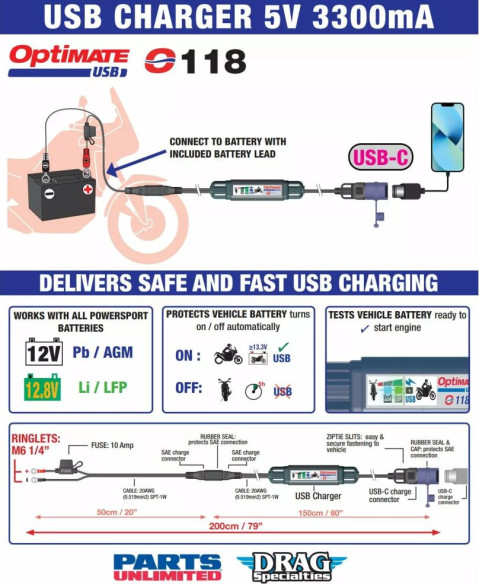Incarcator Baterie USB-C 3.3A SAE O118