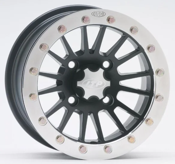 JANTA SEVERE DUTY SINGLE BEADLOCK 12X7 BOLT PATTERN 4 110 OFFSET 5 2 MATTE BLACK POLISHED RING