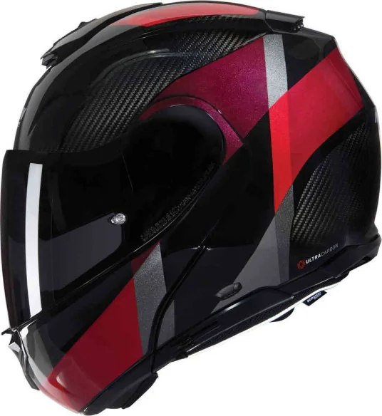 Casca Moto Flip-Up X-1005 Ultra Carbon Sportivo 346 Black Red Glossy 2025