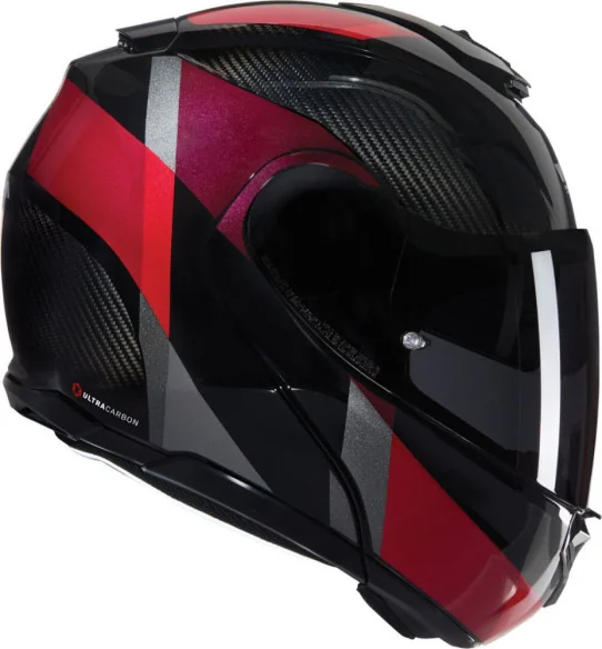Casca Moto Flip-Up X-1005 Ultra Carbon Sportivo 346 Black Red Glossy 2025