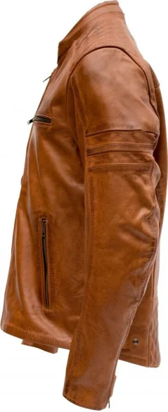 Geaca Moto Piele JARI Cognac Brown