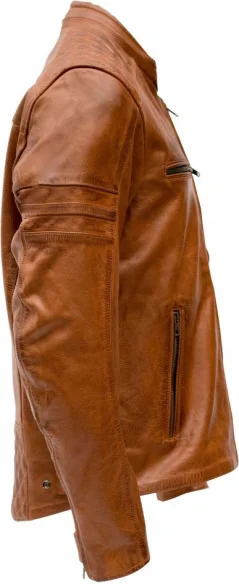 Geaca Moto Piele JARI Cognac Brown