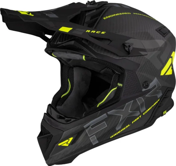 Casca Snowmobil Enduro ATV Helium Carbon Quick Release Buckle Hi Vis Charcoal 23
