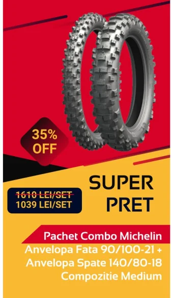 Set Michelin Anvelopa Fata 90 100-21 Anvelopa Spate 140 80-18 MEDIUM