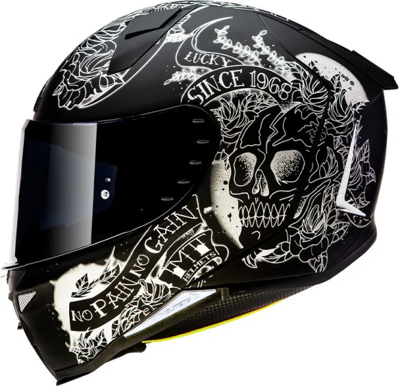Casca Moto Full-Face Revenge Skull Roses A1 Matt Black