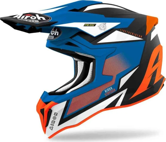 Casca Moto Enduro Strycker Orange Blue Matt