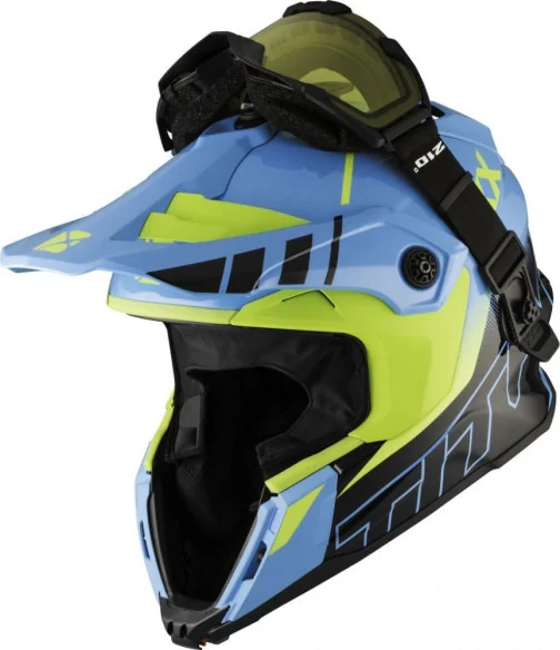 Casca Snowmobil Titan Ori DL Avalanche Ochelari Inclusi Verde-Albastru