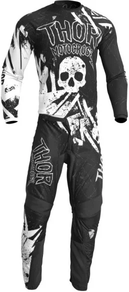 Combo Moto Tricou Pantaloni Copii Sector Racewear Gnar Black White 23