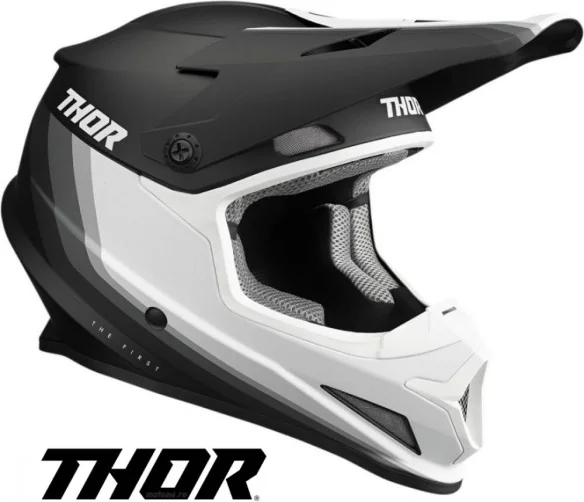 Casca MotoCross Sector Runner Black White MIPS