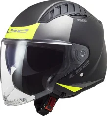 Casca Moto Jet OF600 Copter Urbane Matt Black H-V Yellow