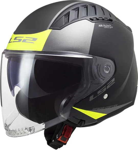 Casca Moto Jet OF600 Copter Urbane Matt Black H-V Yellow