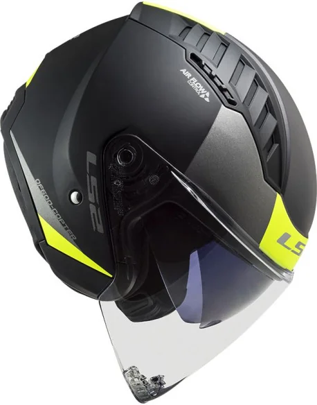 Casca Moto Jet OF600 Copter Urbane Matt Black H-V Yellow