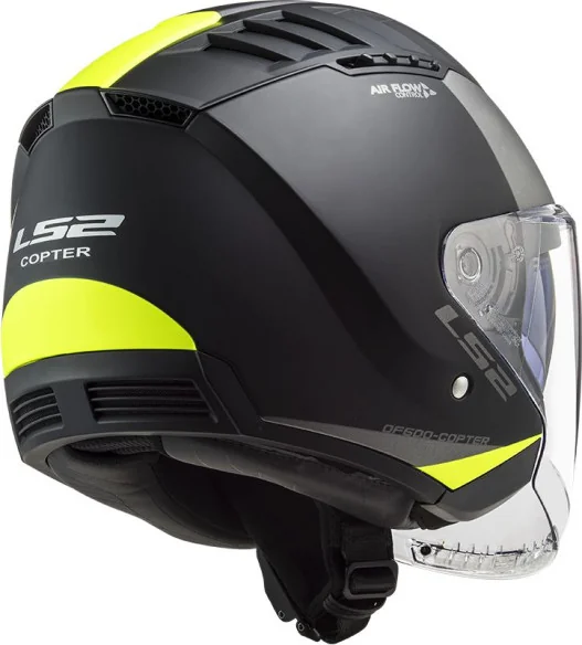 Casca Moto Jet OF600 Copter Urbane Matt Black H-V Yellow