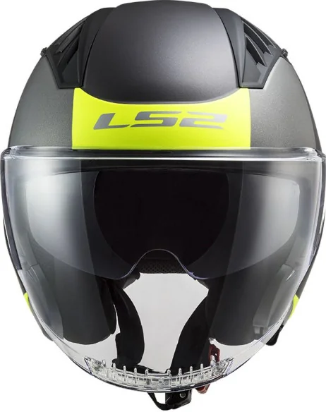 Casca Moto Jet OF600 Copter Urbane Matt Black H-V Yellow