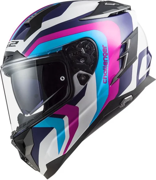Casca Moto Full Face FF327 Challenger Galactic G. Alb Albastru Roz
