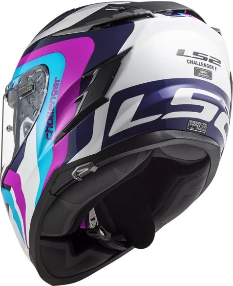 Casca Moto Full Face FF327 Challenger Galactic G. Alb Albastru Roz