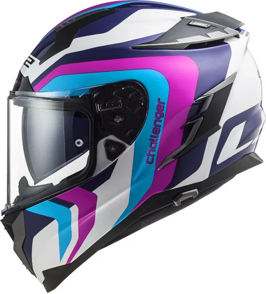 Casca Moto Full Face FF327 Challenger Galactic G. Alb Albastru Roz