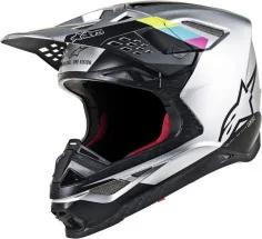 Casca Moto Enduro Supertech M8 Contact Silver Black S9