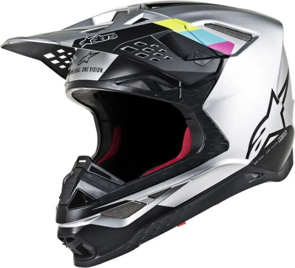 Casca Moto Enduro Supertech M8 Contact Silver Black S9