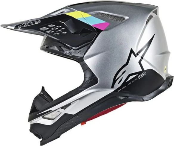 Casca Moto Enduro Supertech M8 Contact Silver Black S9